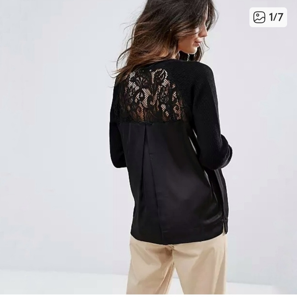 French Connection Black Lace Sweater